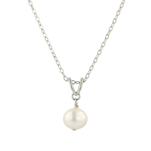 Sterling Silver 7-8mm Freshwater Cultured Pearl Pendant, 18