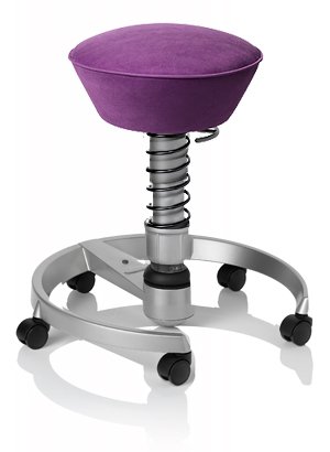 SWOPPER CLASSIC 3D-Aktiv-Bürostuhl Hocker Sitzpolster Normal, Farbe violet, Fussring mit Rollen, Feder SMALL, Basis Titan, Federfarbe schwarz (SWOP21TRSML)