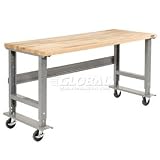 48 X 30 Maple Square Edge Mobile Work Bench-Adjustable Height - 1 3/4" Top