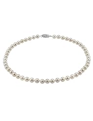 Japanese White Akoya Cultured Pearl 7.0-7.5mm Necklace with 14K Gold Clasp 16 Inches