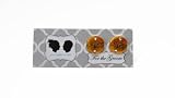 Grooms I DO Cufflinks with Colored Crystal-Antique Gold Charm-Silver Stone