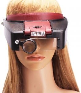 Up to 10X Magnifying Glass Headset Loupe Magnifier Lens Visor with 2 LED Light