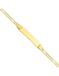 14k Gold 6"" Figaro Link Child ID Bracelet
