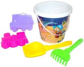 Wader Decorated Bucket/ Sand Spade/ Rake and 2-Sand Moulds by Polesie Wader