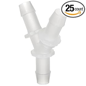 Value Plastics Y680-6 Y Tube Fitting with 600 Series Barbs, 1/2" (12.7 mm) ID Tubing, Natural Polypropylene (25-Pack)