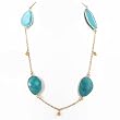Turquoise Faceted Gemstone Necklace with Gold Filled Chain, 15" Length, #7551