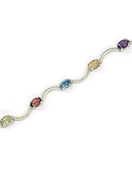 10kt Yellow Gold Oval Multi Color Bracelet.
