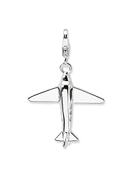 Sterling Silver 3 D Swarovski Element Airplane with Lobster Clasp Charm