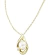 14K Yellow Gold Akoya Cultured Pearl and Diamond Pendant w/Chain