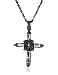 The Vatican Library Collection "Vatican Color Basics" Jet Swarovski Crystal Cross Necklace, 16.5"