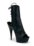 IMAGE OF Black Leather Platform Open Toe Ankle Boot - 13