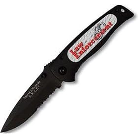 Smith & Wesson SW21803 Swat Baby Black Serrated with Insert Knife, Black with Law Enforcement Insert Design