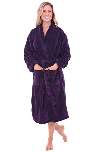 Del Rossa Women's Fleece Robe, Shawl Collar Bathrobe