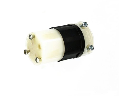 Leviton 5669-PLC 15 Amp, 250 Volt, Connector, Straight Blade, Industrial Grade, Grounding, Power Indication, Black-White