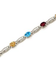 14K White Gold Oval Multi Bracelet