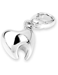 Platinum Plated 925 Sterling Teeth Bracelet Charm With 925 Sterling Silver Chain (16")