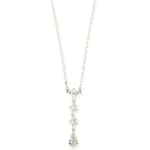 Sparkle Silver Tone Clear Crystal Teardrop Linear 'Y' Necklace