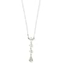 Sparkle Silver Tone Clear Crystal Teardrop Linear 'Y' Necklace