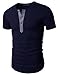 Doublju Mens Fashion Henley Short Sleeve Slim Fit Shirts