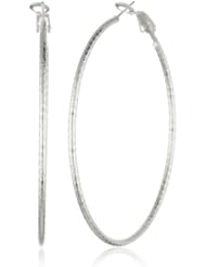 Sterling Silver 2x60 Diamond-Cut Clicktop Hoop Earrings