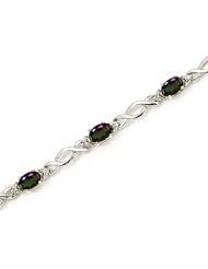 10K White Gold Oval Mystic Topaz and Diamond Bracelet