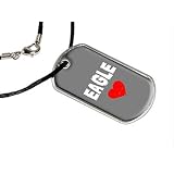 Eagle Love - Military Dog Tag Black Satin Cord Necklace 