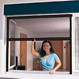 Moustiquaire � enrouleur automatique. Profil� en aluminium laqu� brun. 5 di