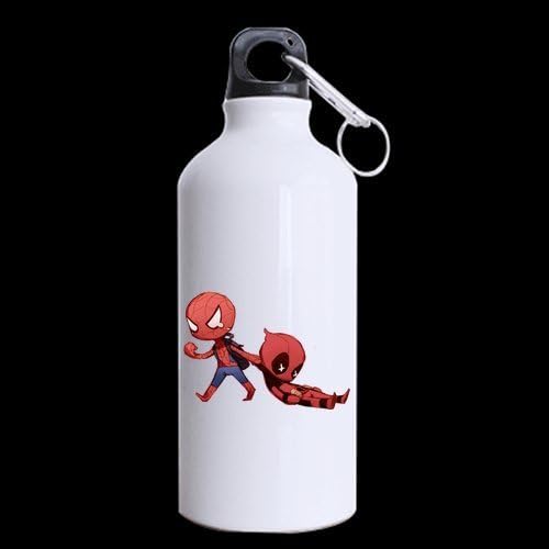 Linda ihome decor Custom Personalized Cute Spider-man and Deadpool Stainless Steel Sports Water Bottle with Loop Cap Durable Bottle Mug