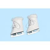 White Leather Ice Skates with a White Fur Trim - Fits 18 inch American Girl dolls