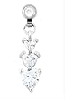 TRIPLE CLEAR GEM HEART MICRODERMAL DANGLE