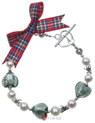 Silver Hearts with Pearls Sterling Silver Clasp Cameron Plaid