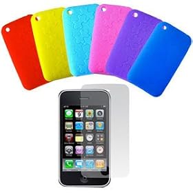 Daffodil IPC610 Pack of 6 iPhone Silicone Skins - Puzzle Textured Cover Cases for iPhone 3G / 3GS - Free Screen Protector Film Included