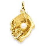 14k Baseball Glove w Cultured Pearl Ball Charm