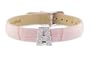 Diamond Clip On Initial letter "A" with Pink Leather Bracelet