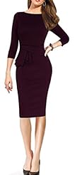 Sexy Cocktail Above the Knee Polyester/Rayon/Spandex Peplum Vintage Fitted Bodycon Dress/Party Dress 