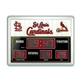Saint Louis Cardinals MLB Scoreboard Clock and Thermometer (14x19)