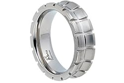 G-Newton Tire Pattern Satin Titanium Ring