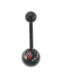 Genuine Ed Hardy Anodized Black Belly Ring - Black Panther Logo - 14 Gauge - 5mm & 8mm Balls - Sold Individually