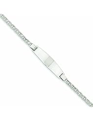14K White Gold 7in Solid Polished Anchor Link ID Bracelet 7 Inches