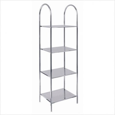 Badregal chrom, mit 4 Lochblechböden, Breite 40cm x Tiefe 32cm x Höhe 140cm