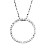 14K White Gold Created Moissanite Pendant On 18 Inch Sparkling Singapore Chain