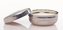 Chrome METAL SHAVING SOAP BOWL silver shave dish with LID covered holder NEW Great for Travel