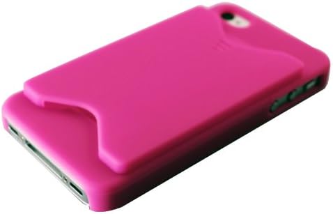 ID, IC, Name Business Card Holder Slot Hard Rubberized Case Cover For iPhone 4G 4S Hot Pink