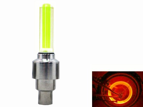 Cases Kingdom Yellow LED Flash Tyre Wheel Valve Cap Light for Car Bike Bicycle Motorbicycle Wheel Light 2pcsB00CAKXDCA