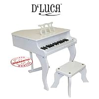 D'LUCA 30 KEYS CHILDREN BABY GRAND PIANO WITH BENCH WHITE DLBGP-WT