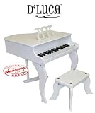 D’LUCA 30 KEYS CHILDREN BABY GRAND PIANO WITH BENCH WHITE DLBGP-WT