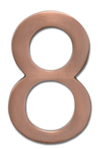 Architectural Mailboxes 3582AC-8  Brass 4-Inch Floating House Number, Antique Copper "8"