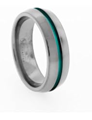 7mm Gray Titanium Dome Ring with Colored Anodized Color Center Inlay