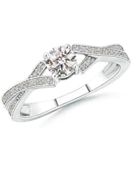 Round Diamond Crossed Shank Engagement Ring