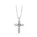 14K White Gold and Sterling Silver Blue Topaz Pendant with Chain